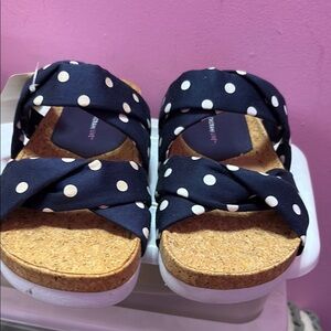 Polka Dot Sandals with Cork Sole